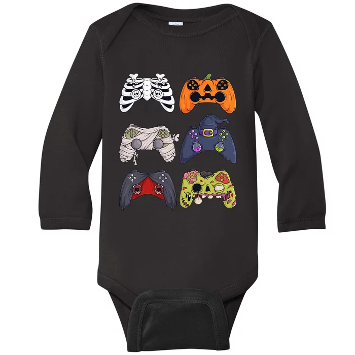 Halloween Skeleton Zombie Gaming Controllers Mummy Baby Long Sleeve Bodysuit