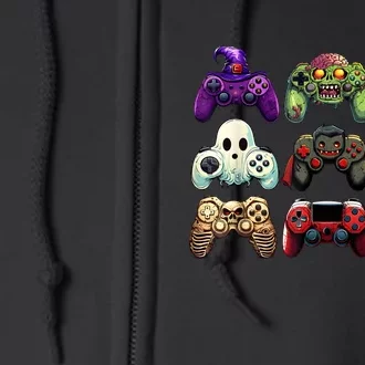 Halloween Skeleton Zombie Gaming Controllers Mummy Boy Kids Full Zip Hoodie