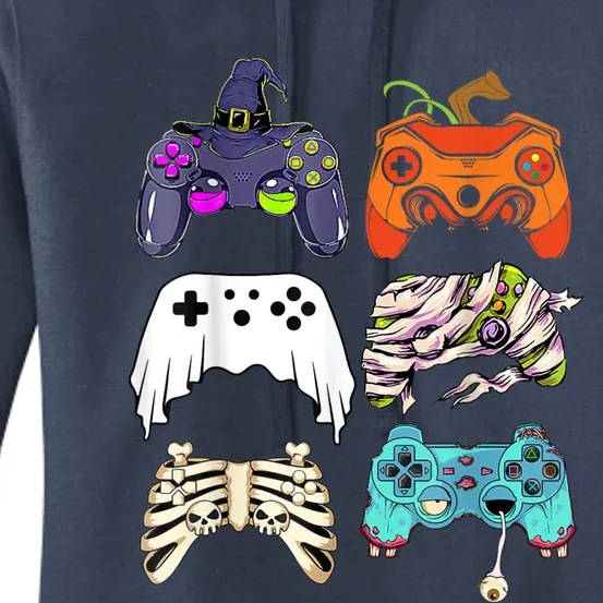 Halloween Skeleton Zombie Gaming Controllers Mummy Women's Pullover Hoodie