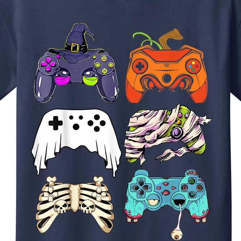 Halloween Skeleton Zombie Gaming Controllers Mummy Kids T-Shirt