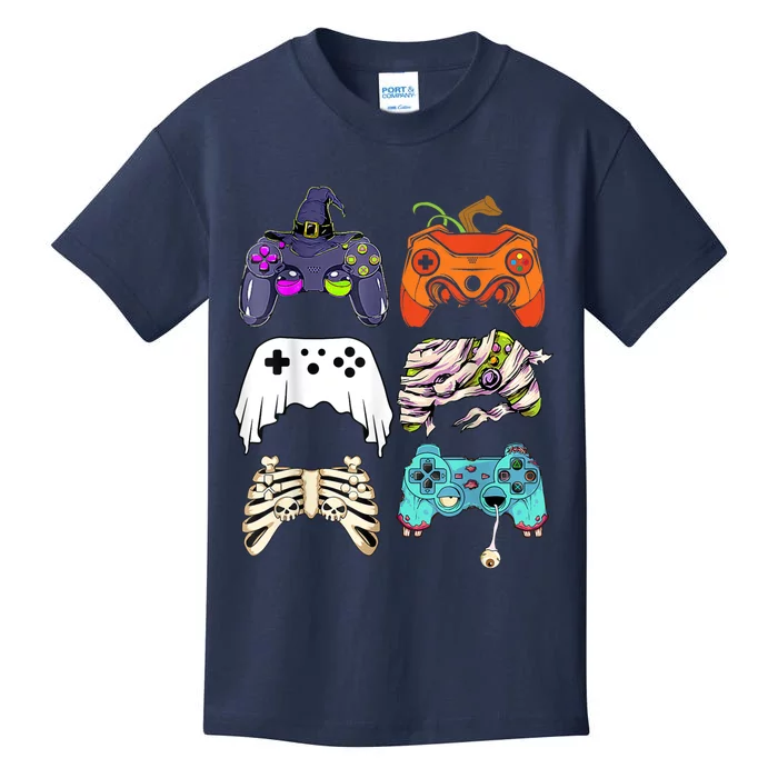 Halloween Skeleton Zombie Gaming Controllers Mummy Kids T-Shirt