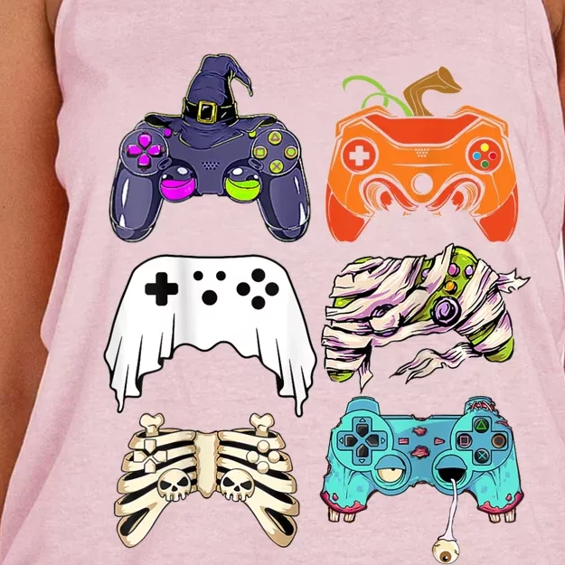 Halloween Skeleton Zombie Gaming Controllers Mummy Women's Knotted Racerback Tank