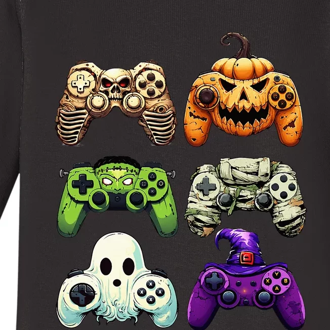 Halloween Skeleton Zombie Gaming Controllers Mummy Baby Long Sleeve Bodysuit