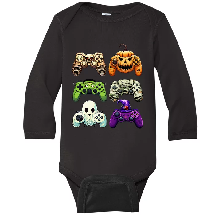 Halloween Skeleton Zombie Gaming Controllers Mummy Baby Long Sleeve Bodysuit