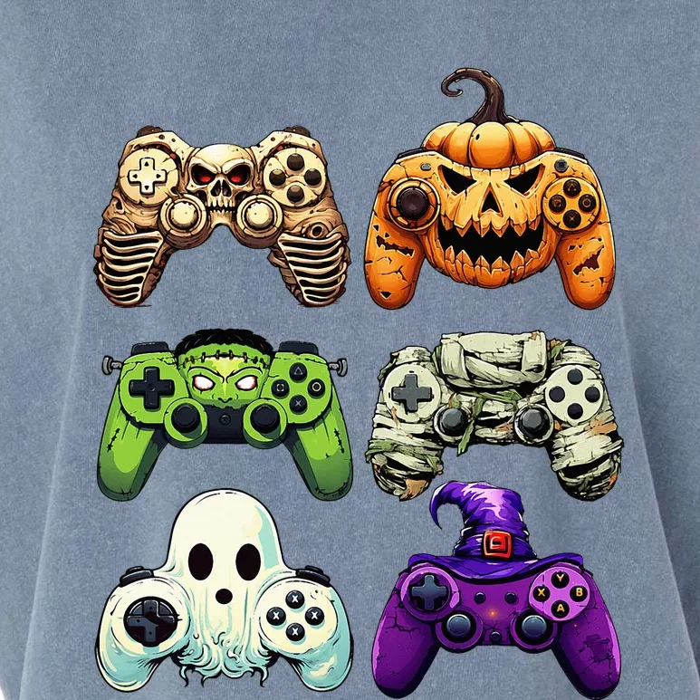 Halloween Skeleton Zombie Gaming Controllers Mummy Garment-Dyed Women's Muscle Tee