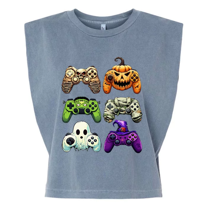 Halloween Skeleton Zombie Gaming Controllers Mummy Garment-Dyed Women's Muscle Tee