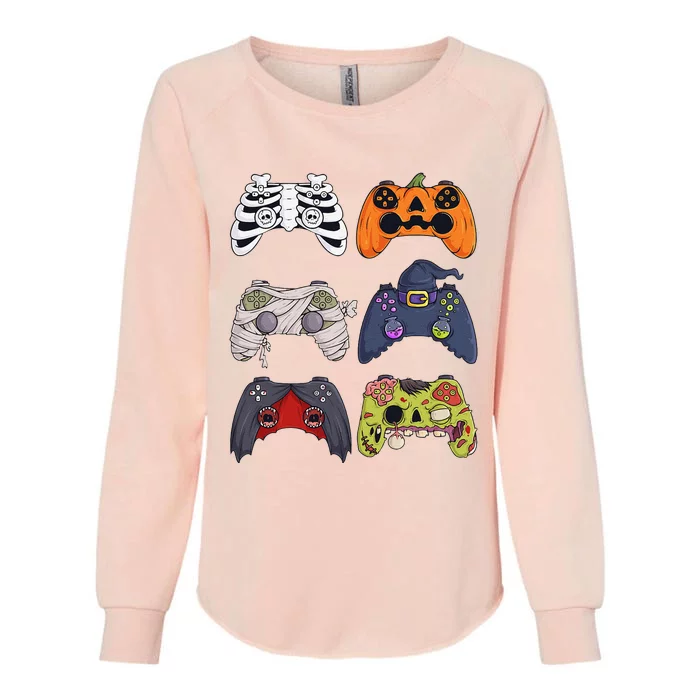 Halloween Skeleton Zombie Gaming Controllers Mummy Womens California Wash Sweatshirt