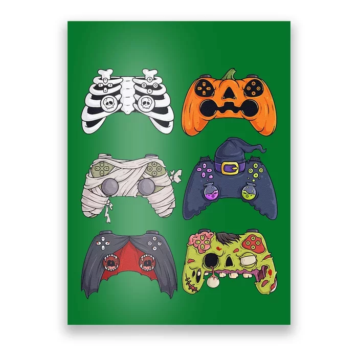 Halloween Skeleton Zombie Gaming Controllers Mummy Poster