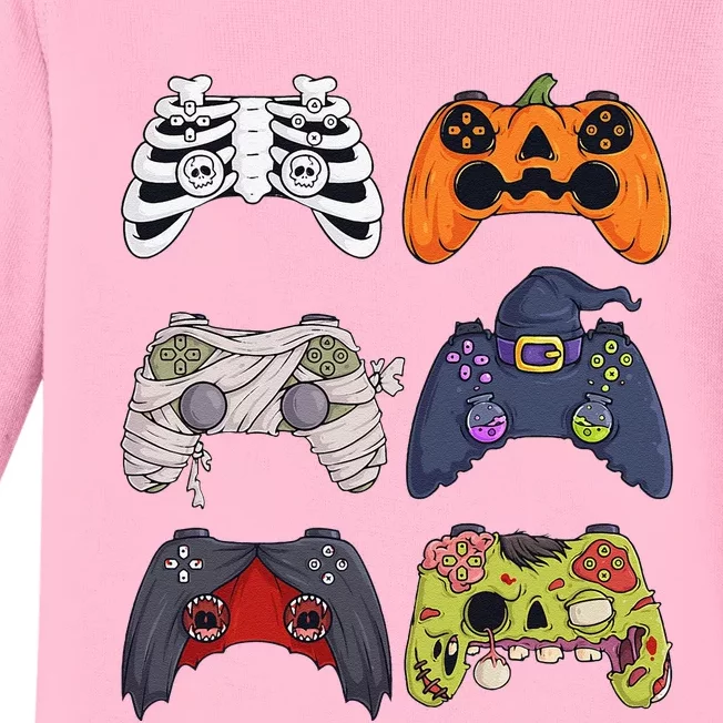 Halloween Skeleton Zombie Gaming Controllers Mummy Baby Long Sleeve Bodysuit