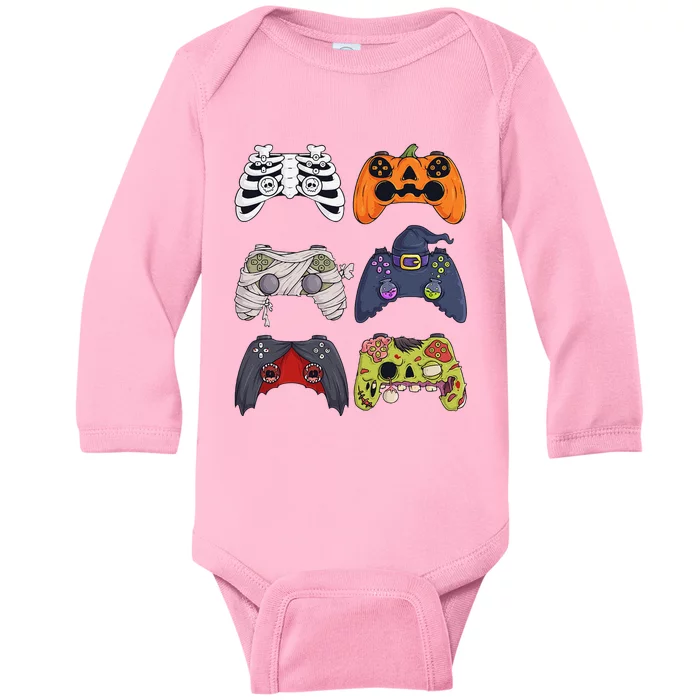 Halloween Skeleton Zombie Gaming Controllers Mummy Baby Long Sleeve Bodysuit