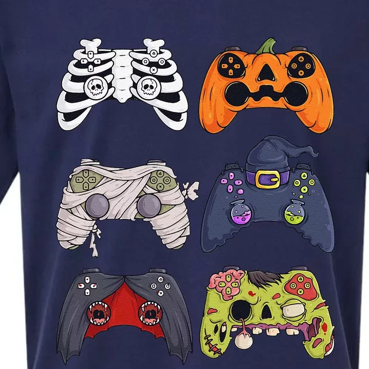 Halloween Skeleton Zombie Gaming Controllers Mummy Sueded Cloud Jersey T-Shirt