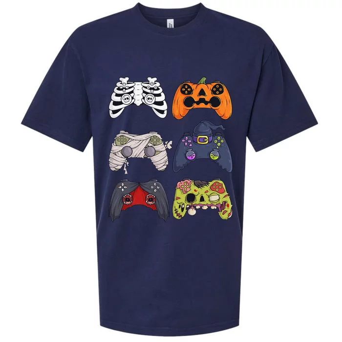 Halloween Skeleton Zombie Gaming Controllers Mummy Sueded Cloud Jersey T-Shirt