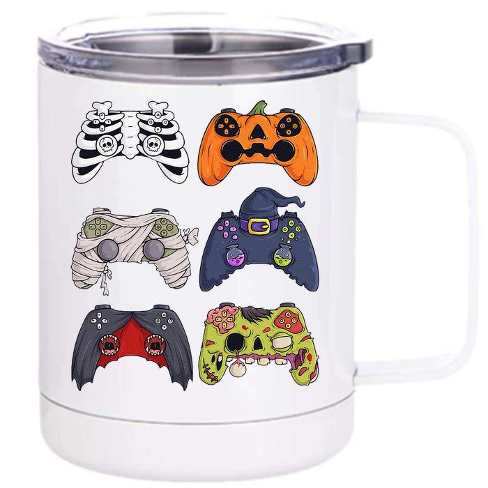 Halloween Skeleton Zombie Gaming Controllers Mummy Front & Back 12oz Stainless Steel Tumbler Cup