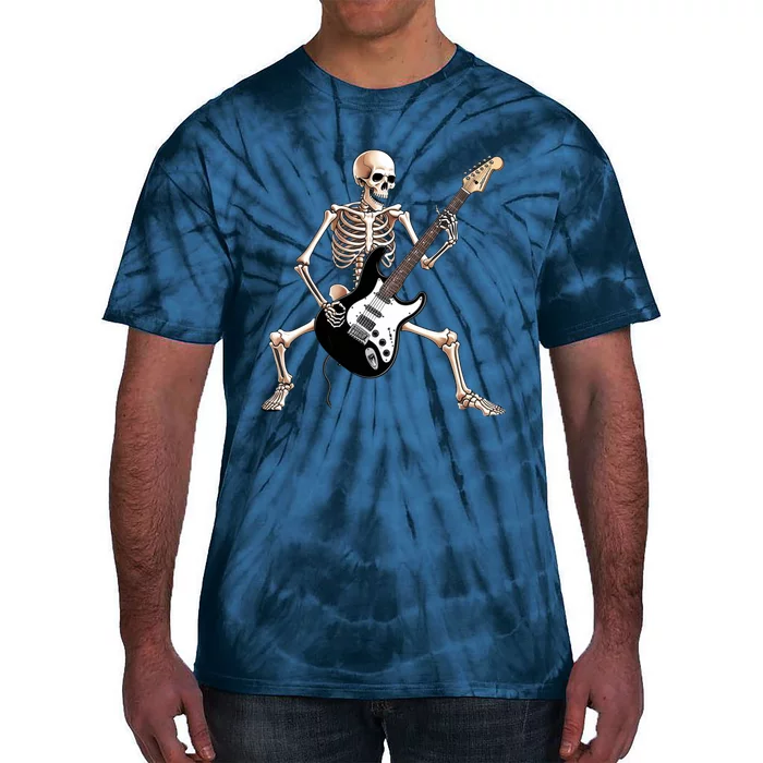 Skeleton Playing Guitar - Rock and Roll Band Graphic Tie-Dye T-Shirt