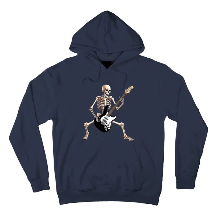 Skeleton Playing Guitar - Rock and Roll Band Graphic Tall Hoodie