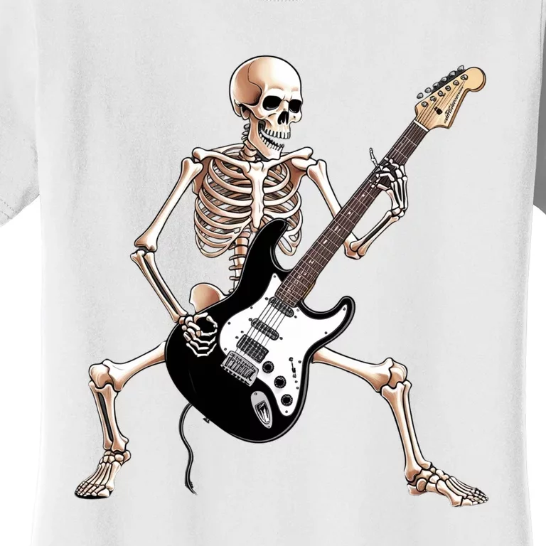 Skeleton Playing Guitar - Rock and Roll Band Graphic Women's T-Shirt