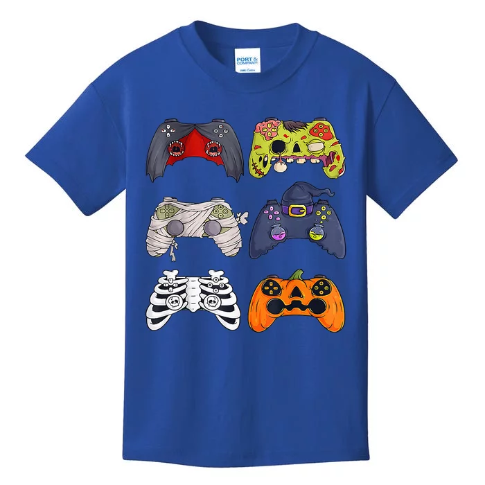 Halloween Skeleton Zombie Gaming Controllers Mummy Kids T-Shirt