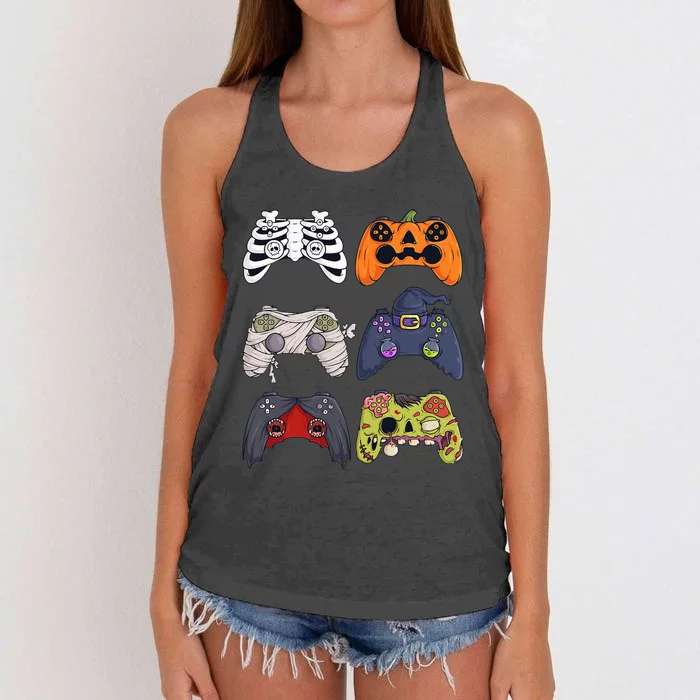 Halloween Skeleton Zombie Gaming Controllers Mummy Kids Women's Knotted Racerback Tank