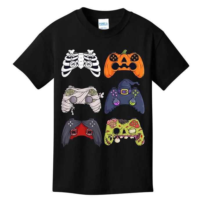 Halloween Skeleton Zombie Gaming Controllers Mummy Kids Kids T-Shirt