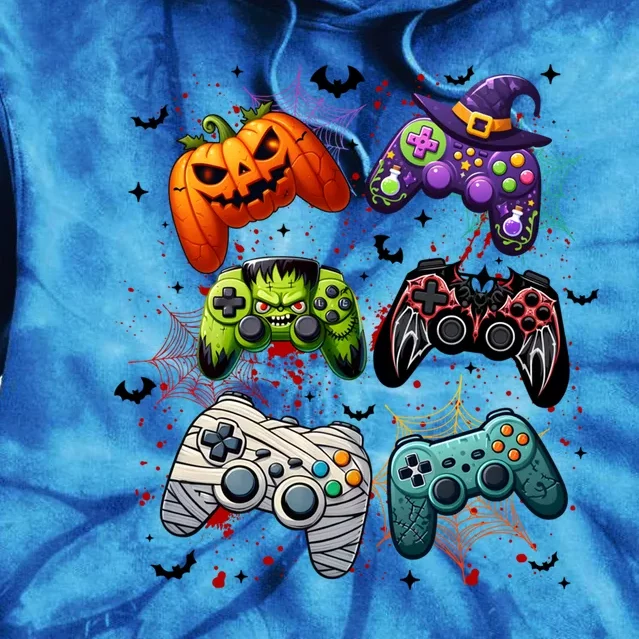 Halloween Skeleton Zombie Gaming Controllers Mummy Funny Gift Tie Dye Hoodie