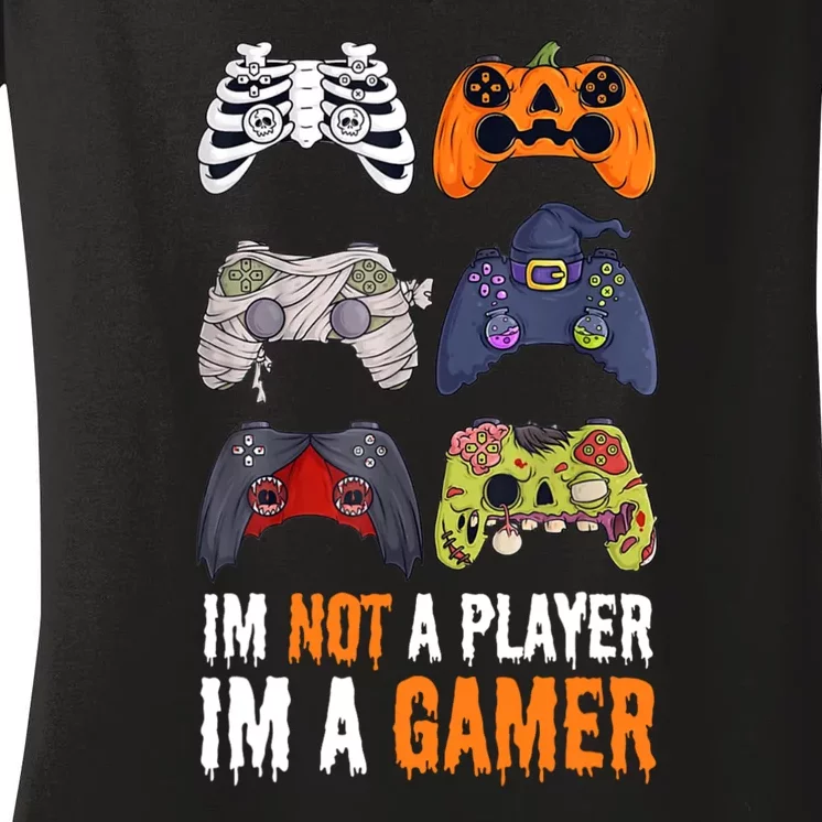 Halloween Skeleton Zombie Gaming Controllers Mummy Women's V-Neck T-Shirt