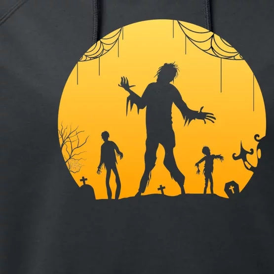 Halloween Spooky Zombie Graveyard Performance Fleece Hoodie