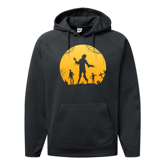 Halloween Spooky Zombie Graveyard Performance Fleece Hoodie