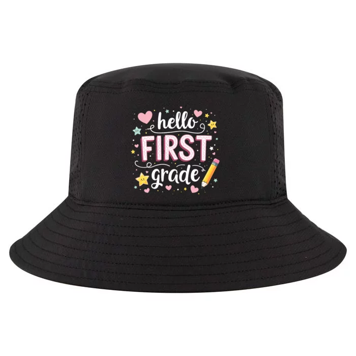 Hello Team 1st Grade Back To School Outfit Cool Comfort Performance Bucket Hat