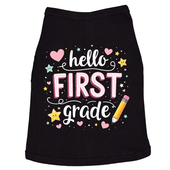 Hello Team 1st Grade Back To School Outfit Doggie Tank