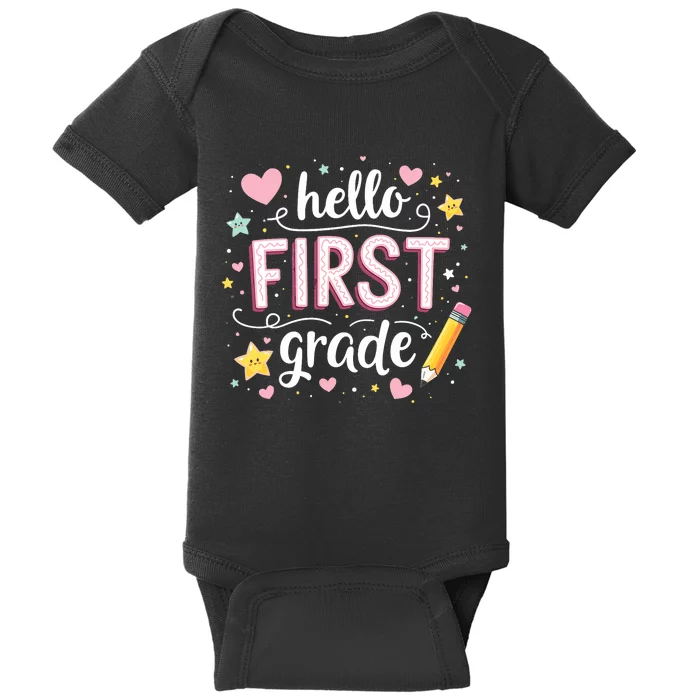 Hello Team 1st Grade Back To School Outfit Baby Bodysuit