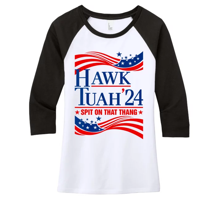 Hawk Tuah 24 Spit On That Thang Women's Tri-Blend 3/4-Sleeve Raglan Shirt