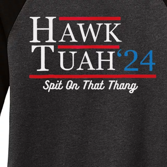 Hawk Tuah 24 Spit On That Thang Women's Tri-Blend 3/4-Sleeve Raglan Shirt