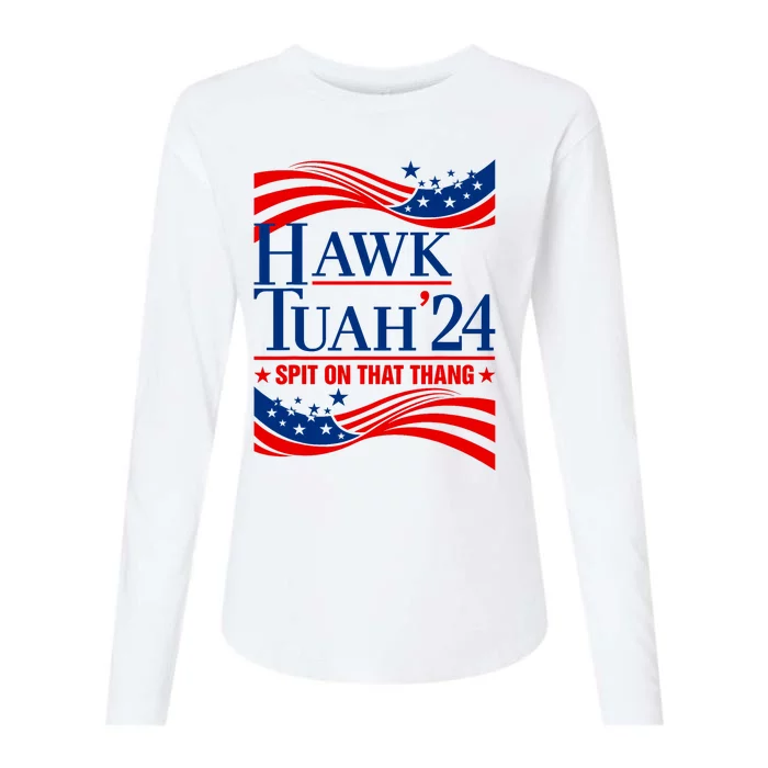 Hawk Tauh 24 Spit On That Thang Usa American Flag Meme Quote Womens Cotton Relaxed Long Sleeve T-Shirt