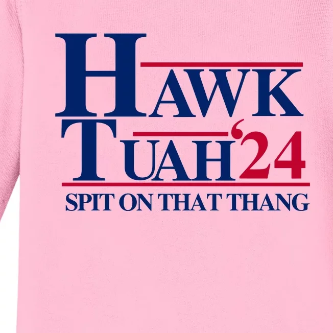 Hawk Tuah 24 Spit On That Thang Funny Saying Baby Long Sleeve Bodysuit