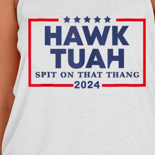 Hawk Tuah 24 Spit On That Thang Women's Knotted Racerback Tank