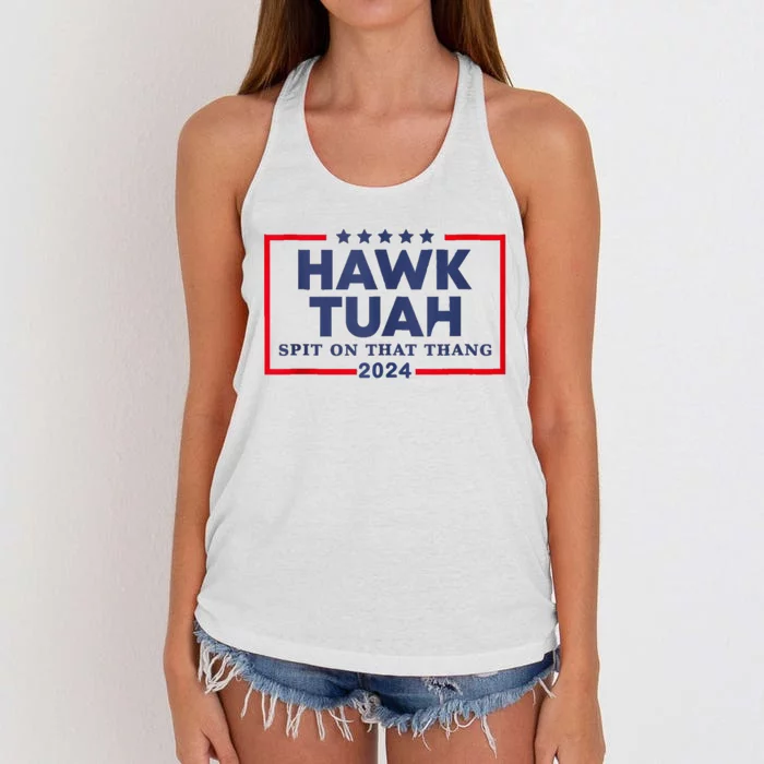 Hawk Tuah 24 Spit On That Thang Women's Knotted Racerback Tank