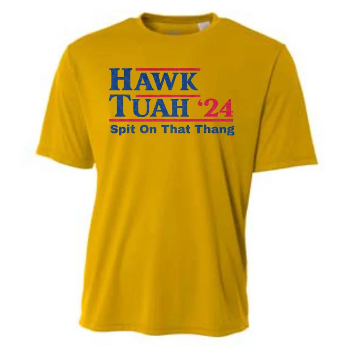 Hawk Tuah 24 Spit On That Thang Hawk Tush For President 2024 Election Parody Cooling Performance Crew T-Shirt