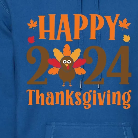 Happy Thanksgiving 2024 Pumpkin Funny Turkey Day Fall Funny Gift Premium Hoodie