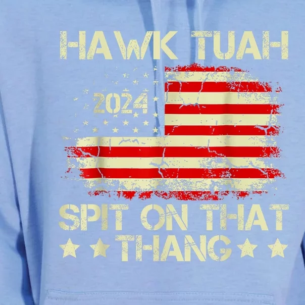 Hawk Tuah 24 Spit On That Thang Gift American Flag gift Unisex Surf Hoodie