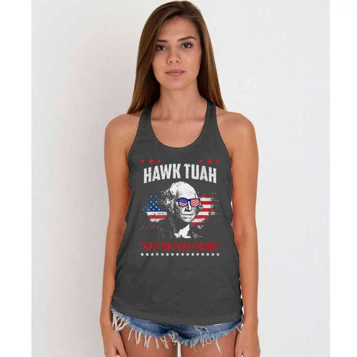 Hawk Tush 2024 Political Parody Humor Women's Knotted Racerback Tank