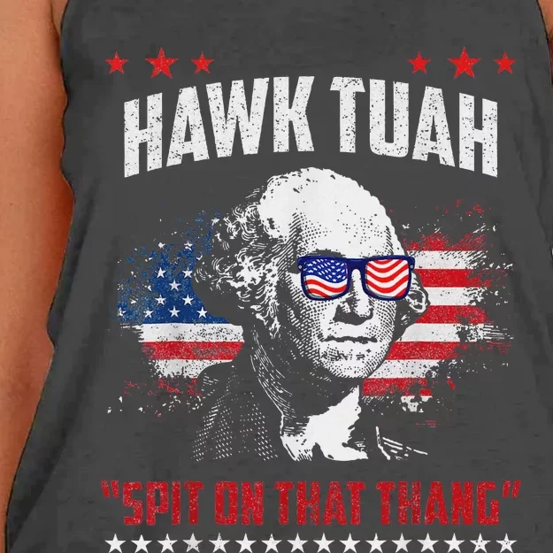 Hawk Tush 2024 Political Parody Humor Women's Knotted Racerback Tank