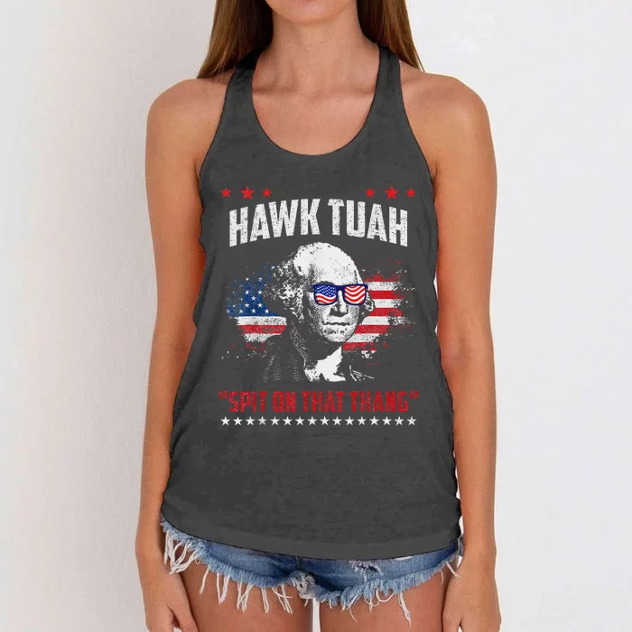 Hawk Tush 2024 Political Parody Humor Women's Knotted Racerback Tank