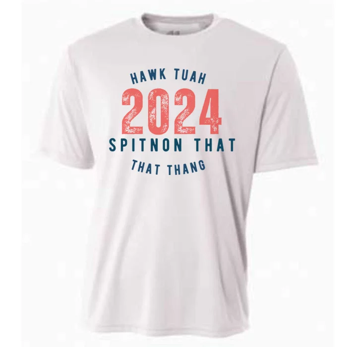 Hawk Tuah 24 Spit On That Thang Blue And Red Cooling Performance Crew T-Shirt