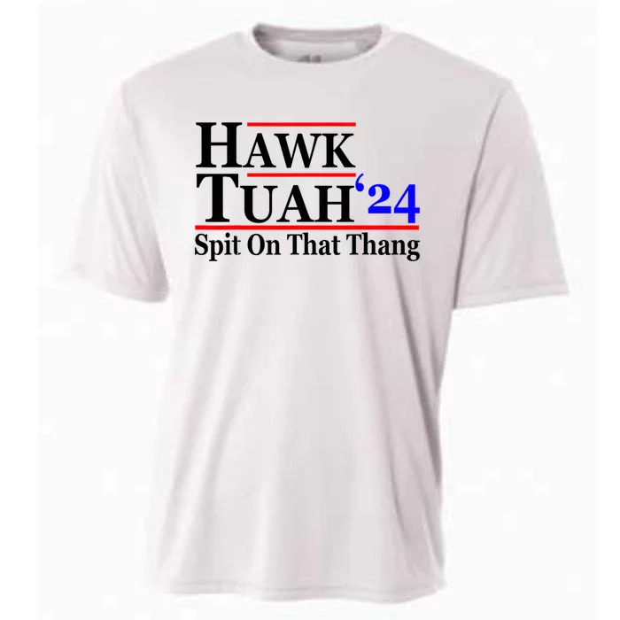 Hawk Tuah 24 Spit On That Thang Hawk Tush For President 2024 Election Parody Cooling Performance Crew T-Shirt