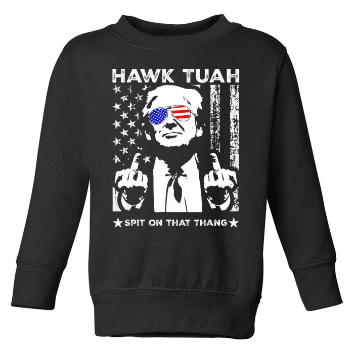 Hawk Tuah 24 Spit On That Thang Toddler Sweatshirt