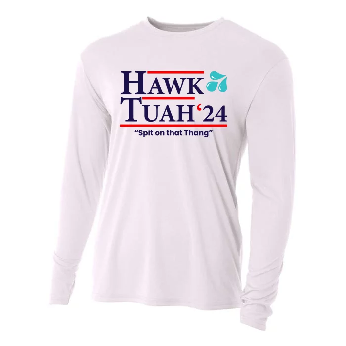 Hawk Tuah 24 Spit On That Thang Funny Saying Cooling Performance Long Sleeve Crew