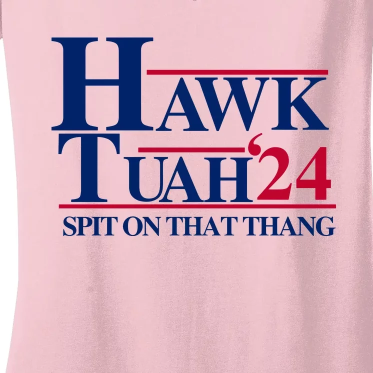 Hawk Tuah 24 Spit On That Thang Funny Saying Women's V-Neck T-Shirt