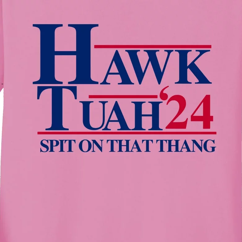 Hawk Tuah 24 Spit On That Thang Funny Saying Kids Long Sleeve Shirt