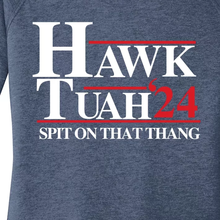 Hawk Tuah 24 Spit On That Thang Funny Saying Women's Perfect Tri Tunic Long Sleeve Shirt