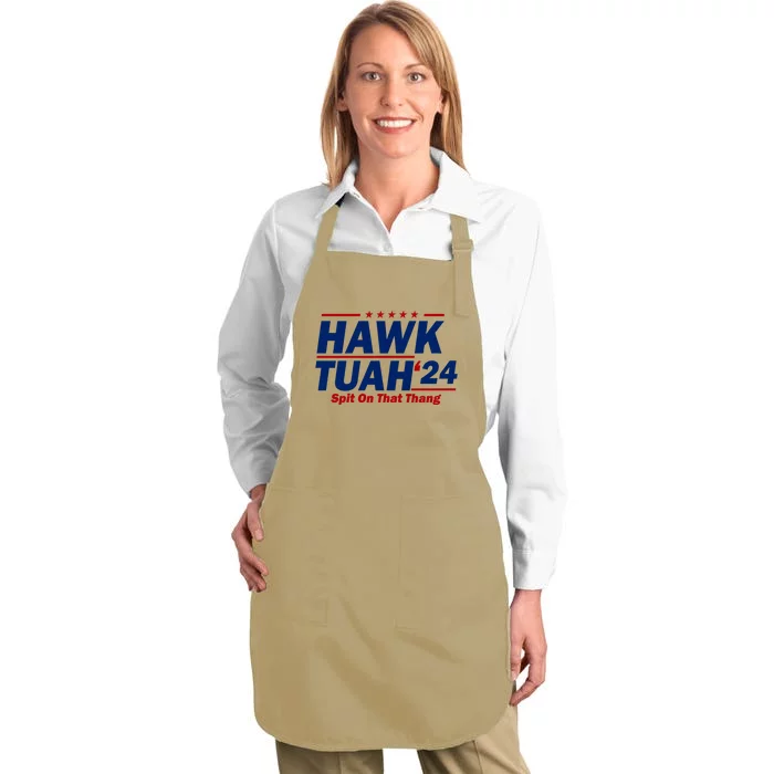 Hawk Tuah 24 Spit On That Thang Funny Saying Full-Length Apron With Pocket